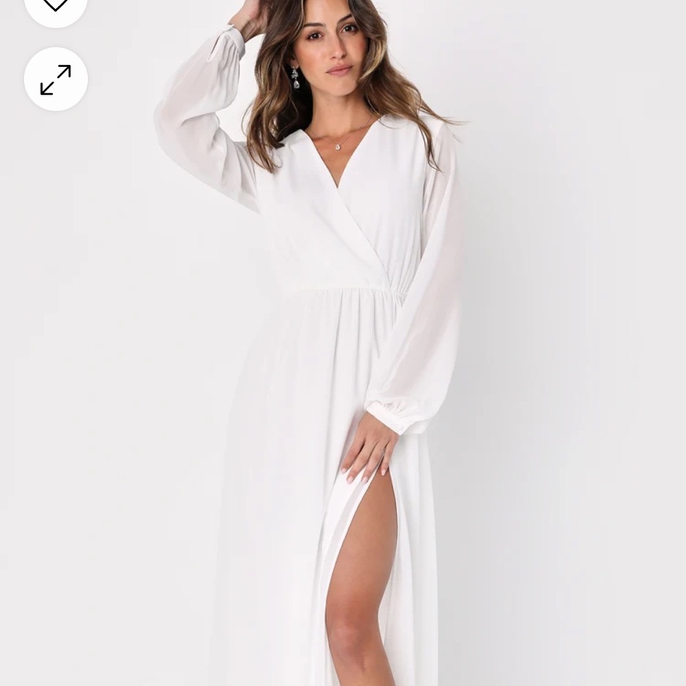 Lulu's Elegant White Maxi Dress
